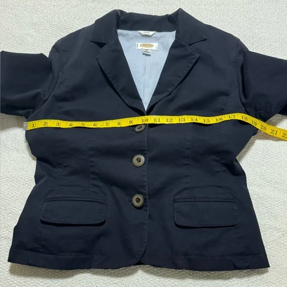 Talbots Stretch Size 10 Navy Blue Cotton Short Blazer - Picture 7 of 13